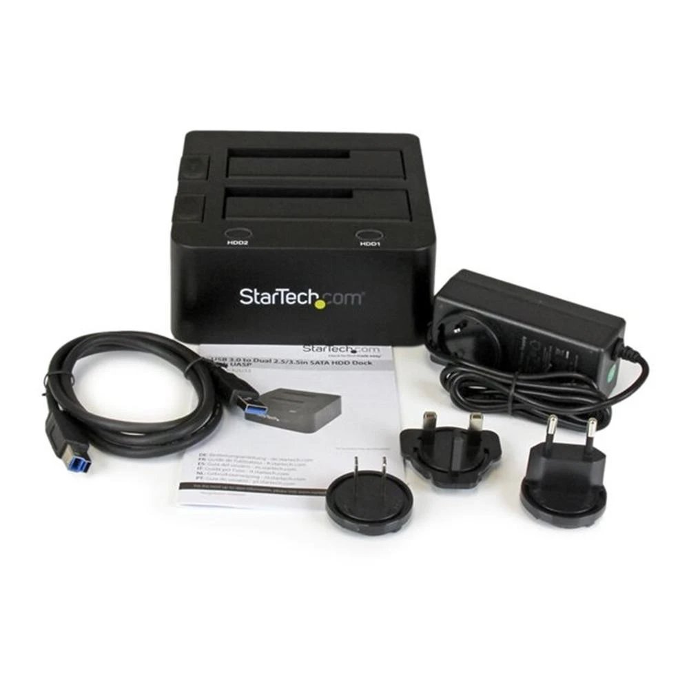 HUB Switch puertos USB 3.0 StarTech SDOCK2U33  | 2 bahías hot-swap (top-loading) para discos SATA 2.5" y 3.5", Negro