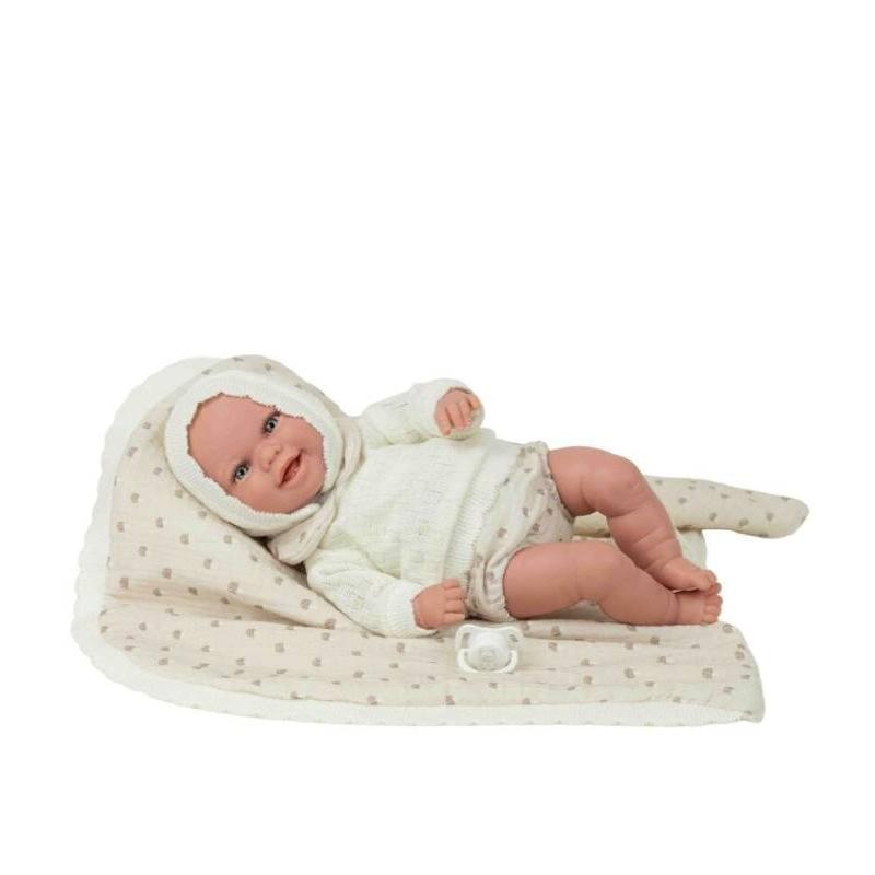 BEBÉ ELEGANCE 35 CM BABYTO BEIGE CON MANTA Y MECANISMO DE PELOTA