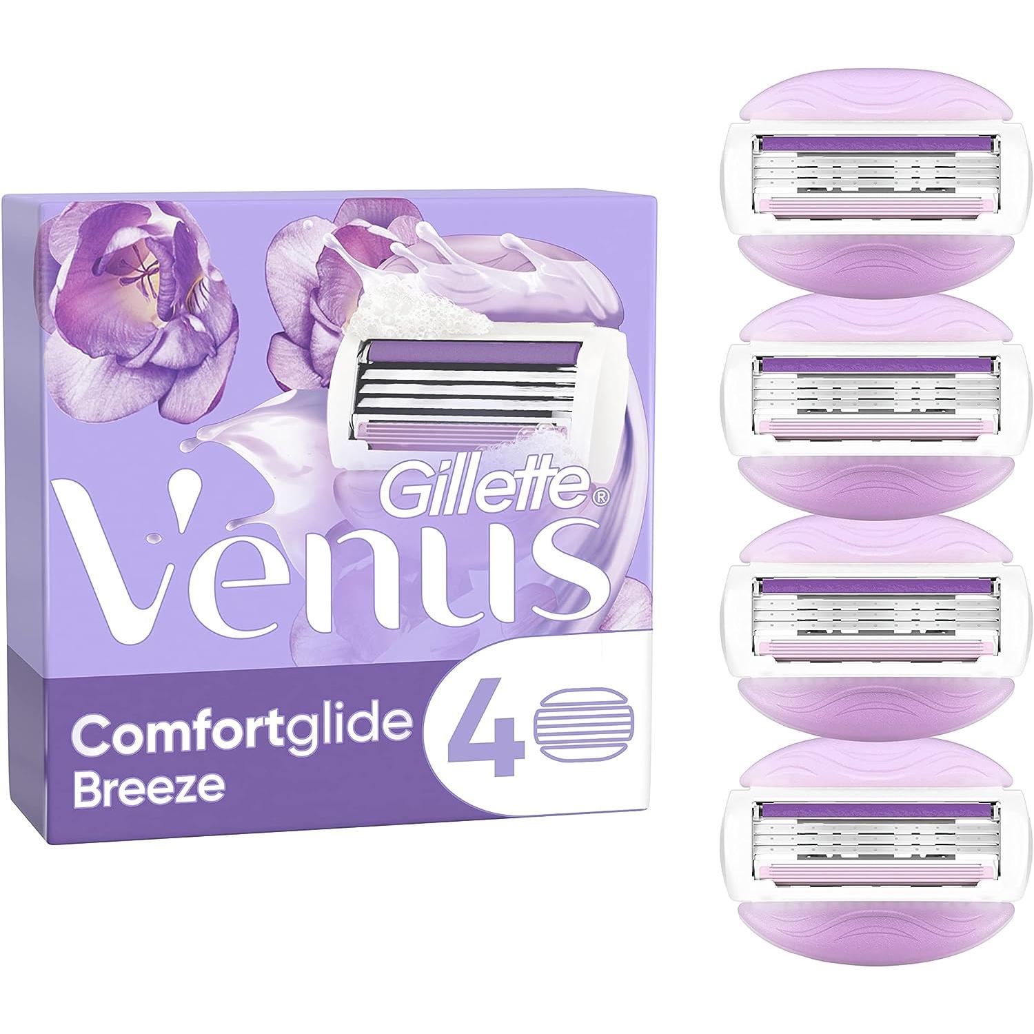 Gillette - Gillette Venus ComfortGlide Breeze cuchillas de afeitar mujer, paquete de 4 cuchillas de recambio