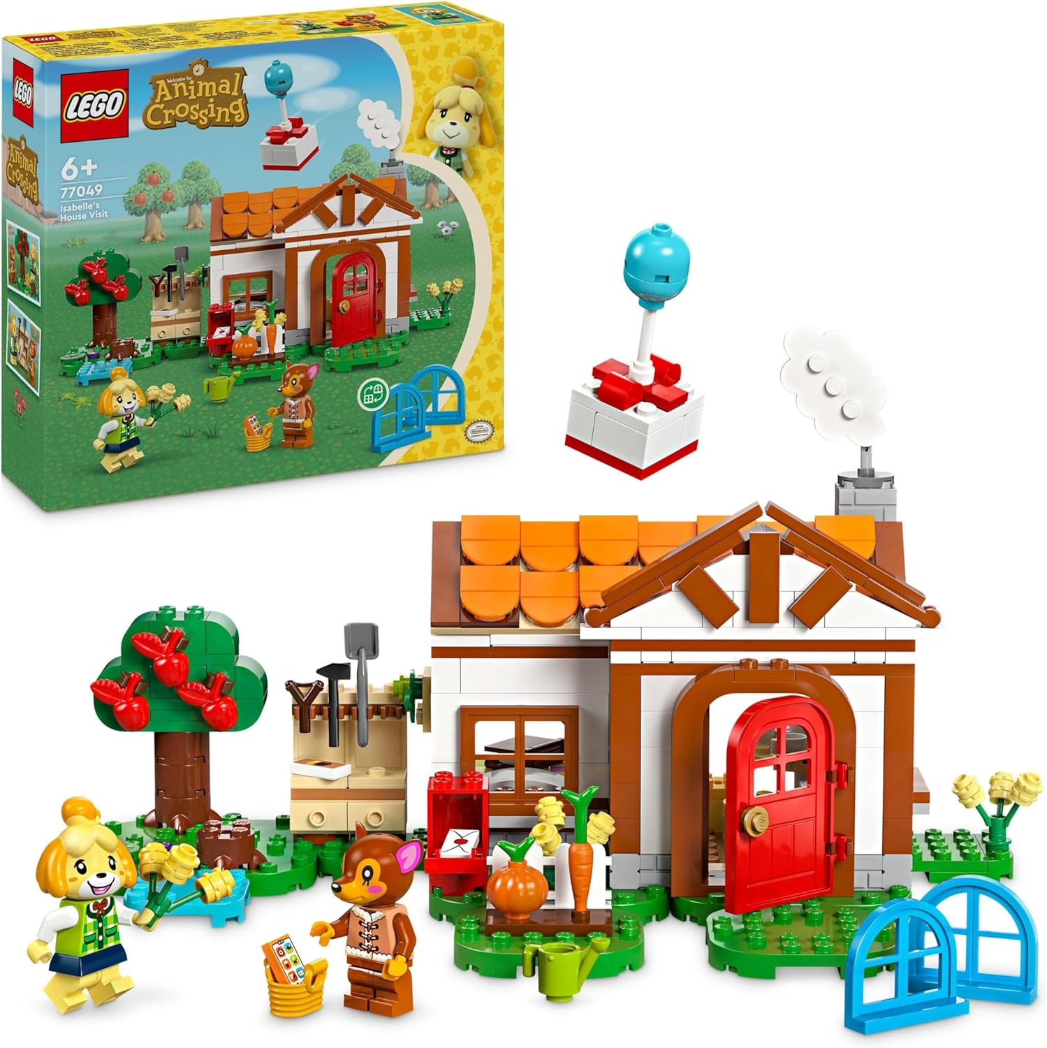 LEGO Animal Crossing La Visita de Canela Juguete de Construcción Creativa con 2 Minifiguras de Personajes del Videojuego (Canela y Fauna), Regalo de Cumpleaños para Niñas y Niños de 6 Años o Más 77049