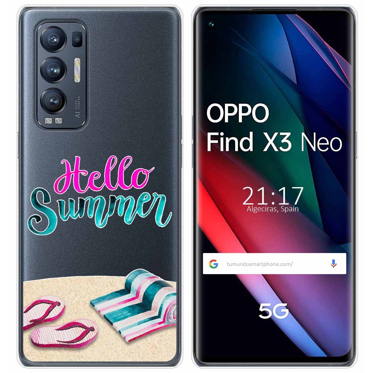 Tumundosmartphone Funda Gel Transparente para Oppo Find X3 Neo 5G diseño Summer Dibujos