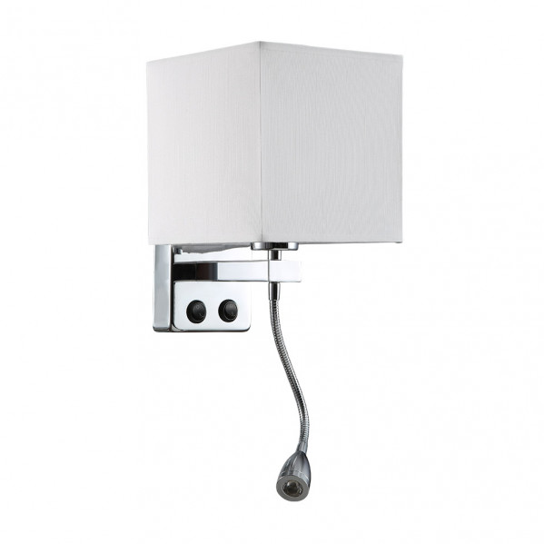 Aplique 3w 4000k+1xe27 stephen cromo/pantalla blanca 285lm 38x17x20cm doble encendido