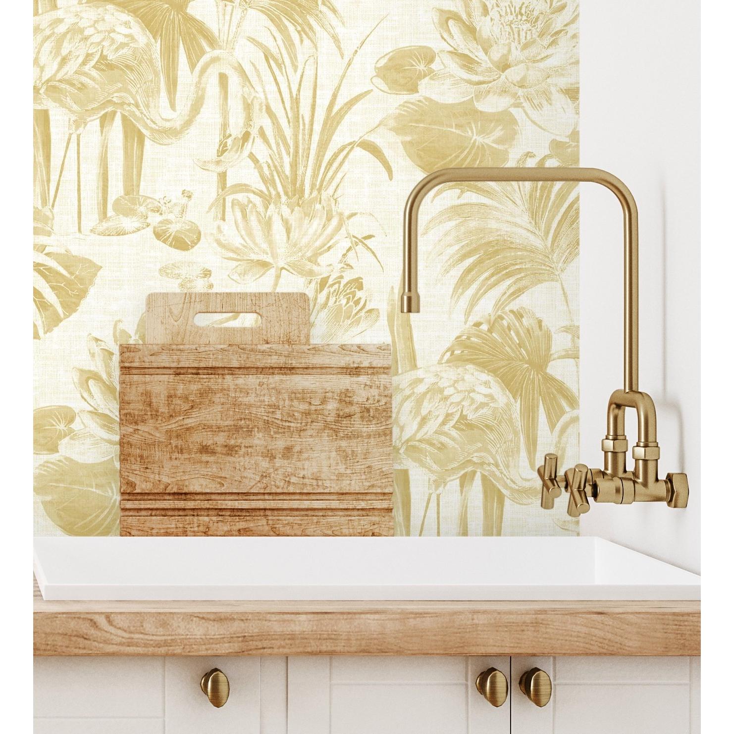 Papel pintado vinílico ecológico de flamencos flores y plantas - Flamingo Palace 680668 de GAULAN - Rollo de 10 m x 0,53 m