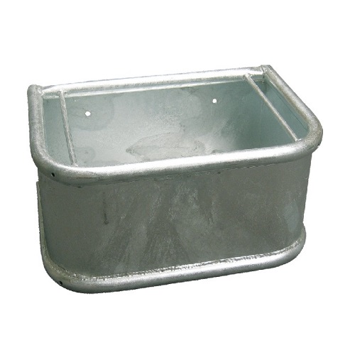 KERBL Comedero Galvanizado Rectangular, Bordes de Seguridad Redondeados, con Tapón de Vaciado Ø15 mm, 45 x 34 x 24 cm, 35 L