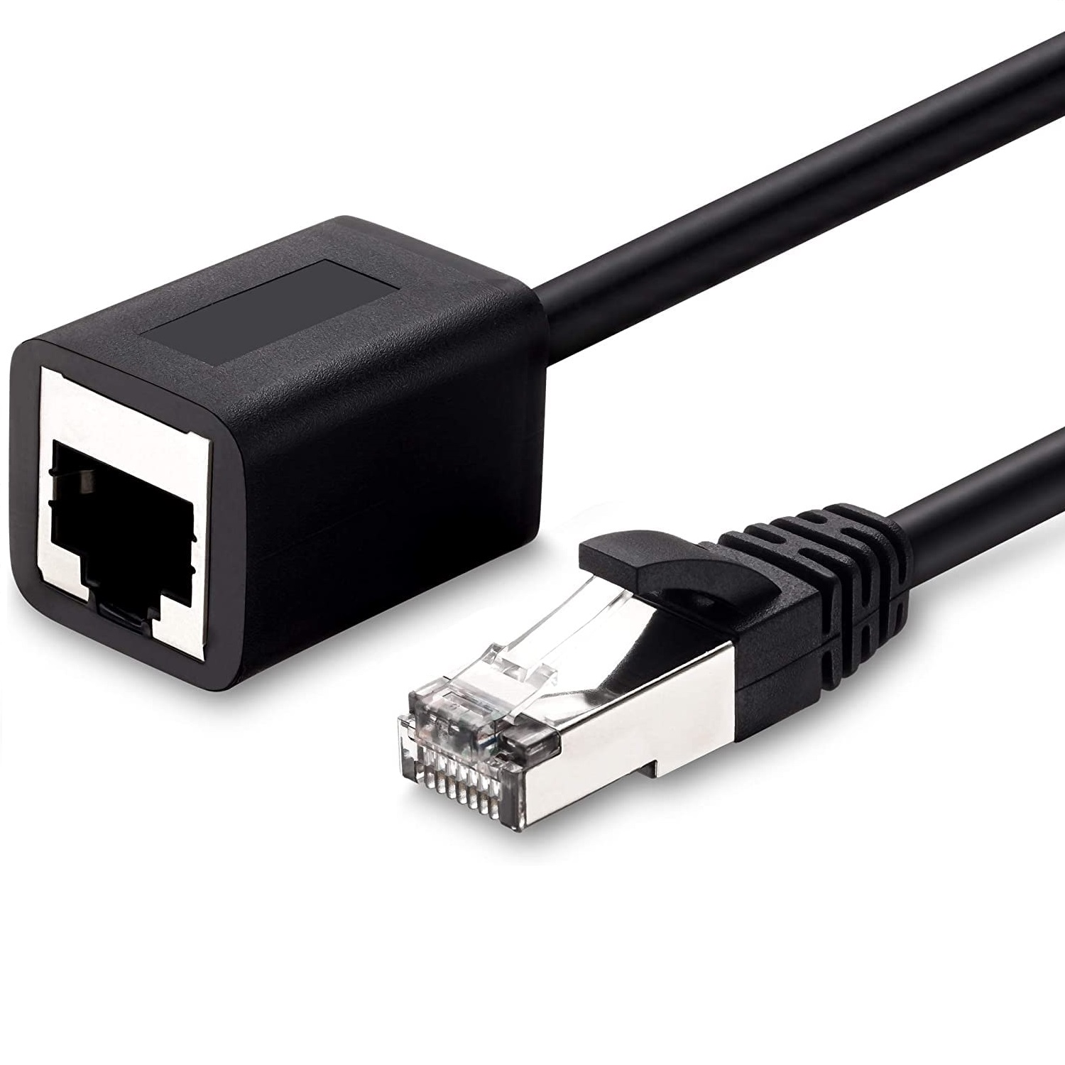 CABLEPELADO Cable extensor red, Cable prolongador Ethernet, Extensor de cable de red, Cable alargador UTP, Cable de conexión UTP, CAT5E, Color Negro, Macho a Hembra, Longitud 2 Metros