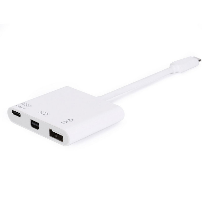 Equip usb-c to mini displayport / usb 3.0 / usb-c adapter white