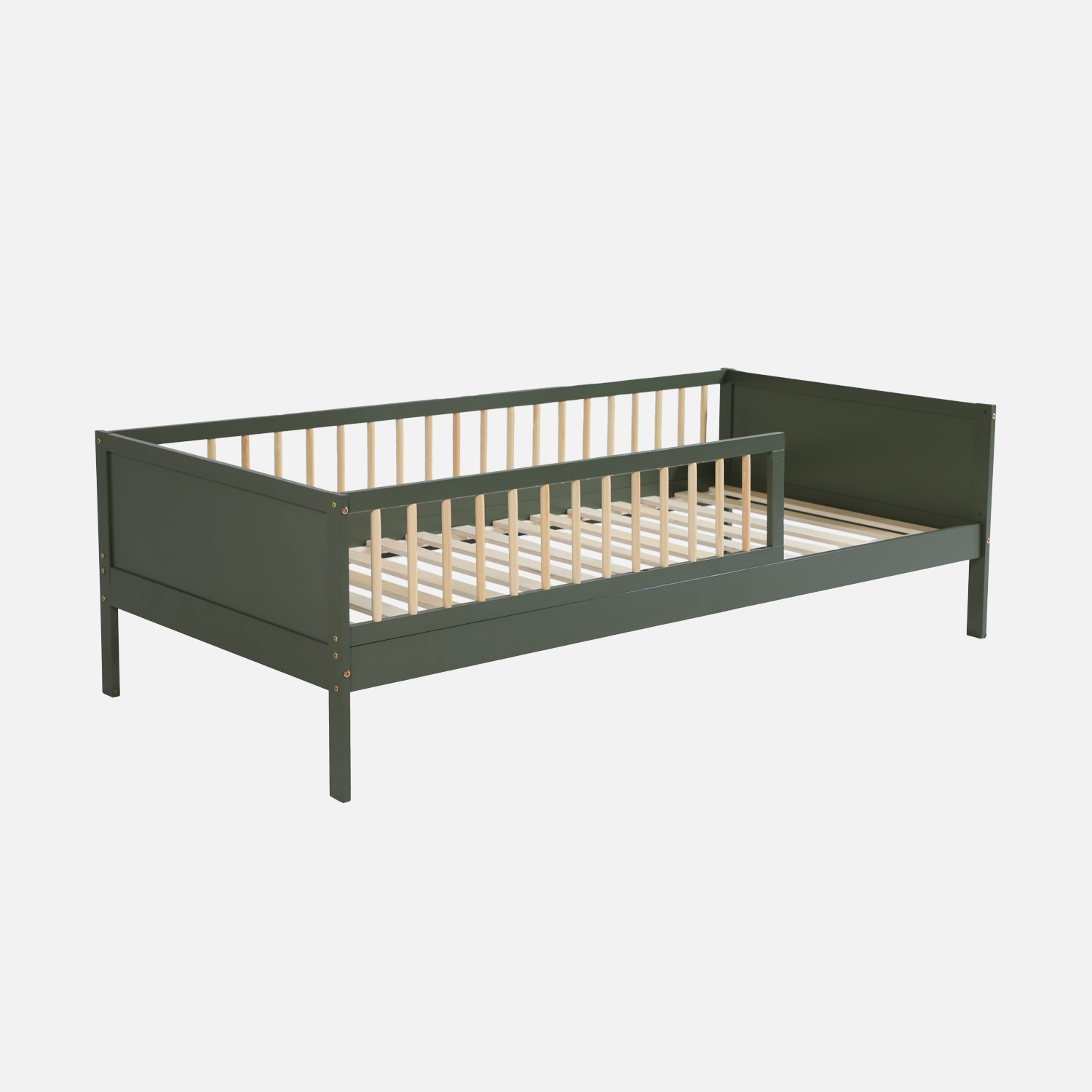 sweeek - Cama infantil pino natural con somier de láminas incluido, 90cm , Elio , 195x95x60