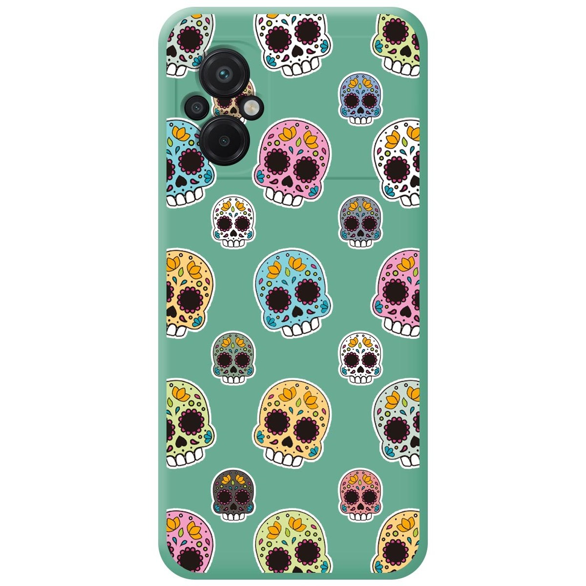 Funda Silicona Líquida Verde para Xiaomi POCO M5 diseño Catrina Dibujos