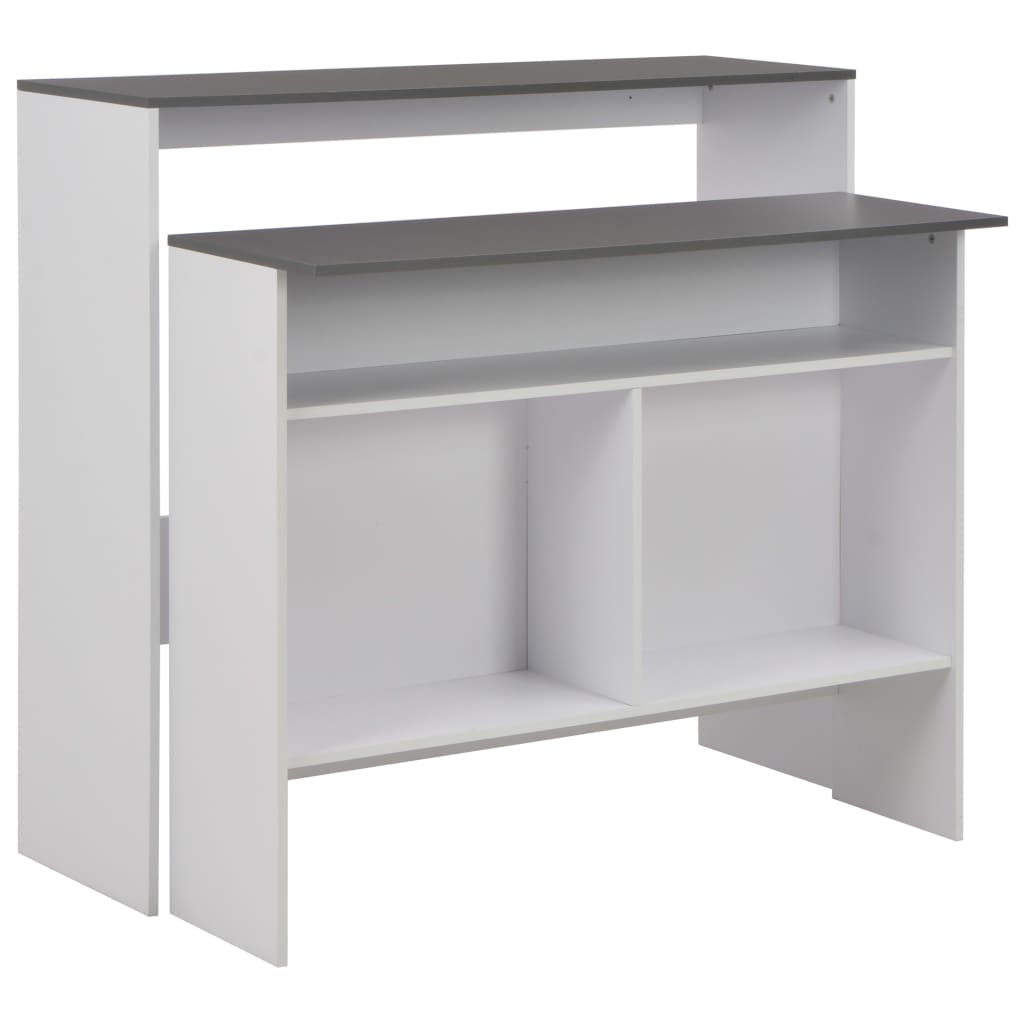 vidaXL Mesa de bar con 2 tableros y 130x40x120 cm en color Gris/Blanco/Blanco y marrón y más | estructura resistente ideal para salón dormitorio o estudio