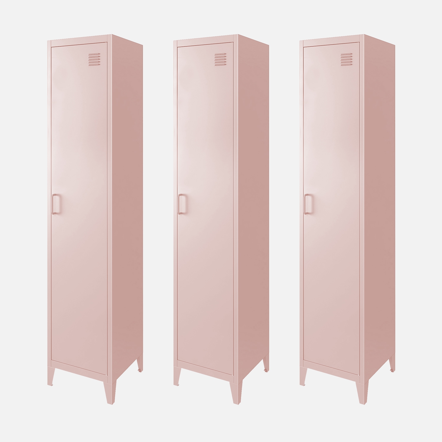 Sweeek - Armario dormitorio industrial con 4 almacenamientos, set de 3, Soho, Beige, 38x38x180 cm