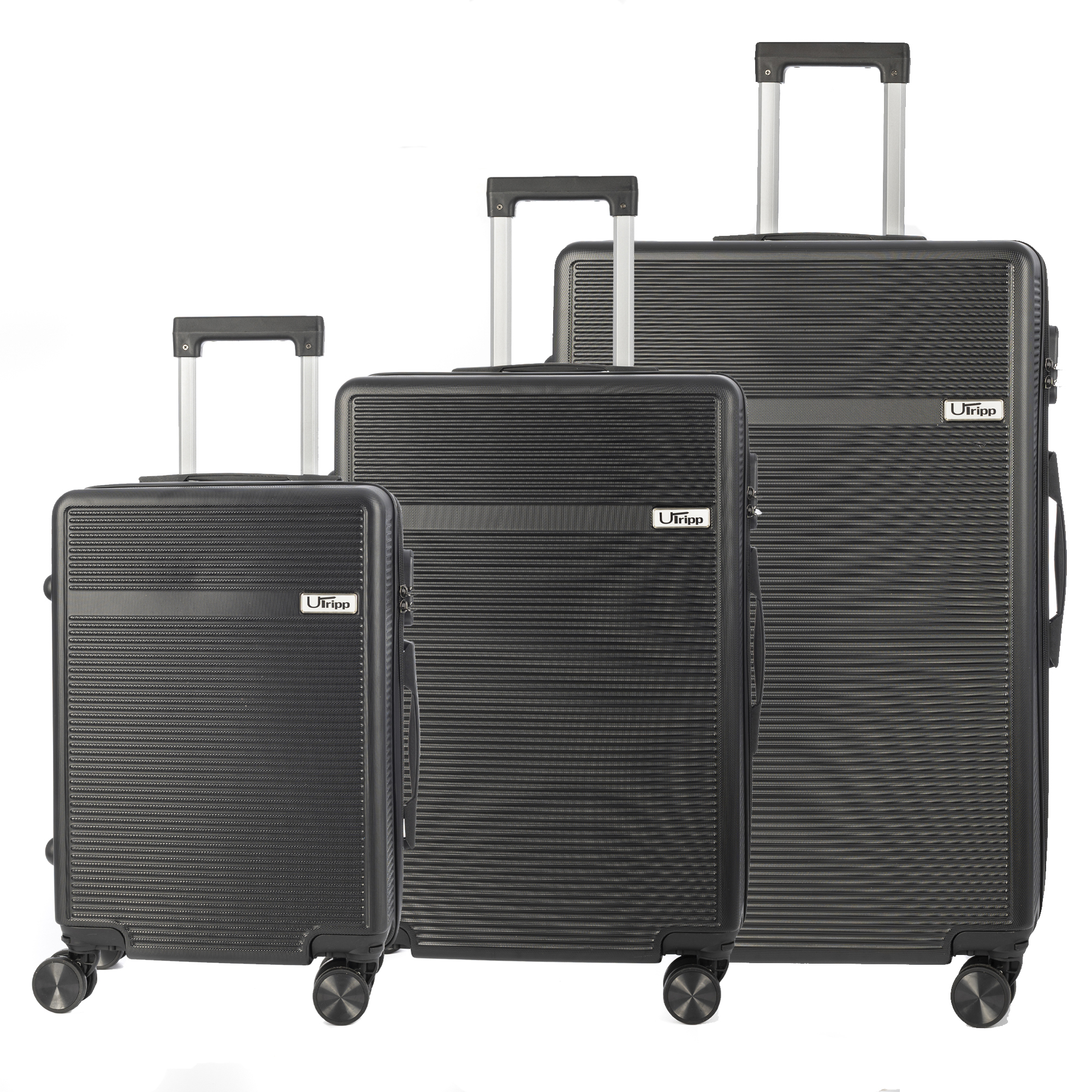 DAM Juego de 3 maletas Trolley, en material ligero ABS de alta resistencia. Cerradura numérica y 4 ruedas dobles extraíbles y giratorias 360°.  50x29x76Cm