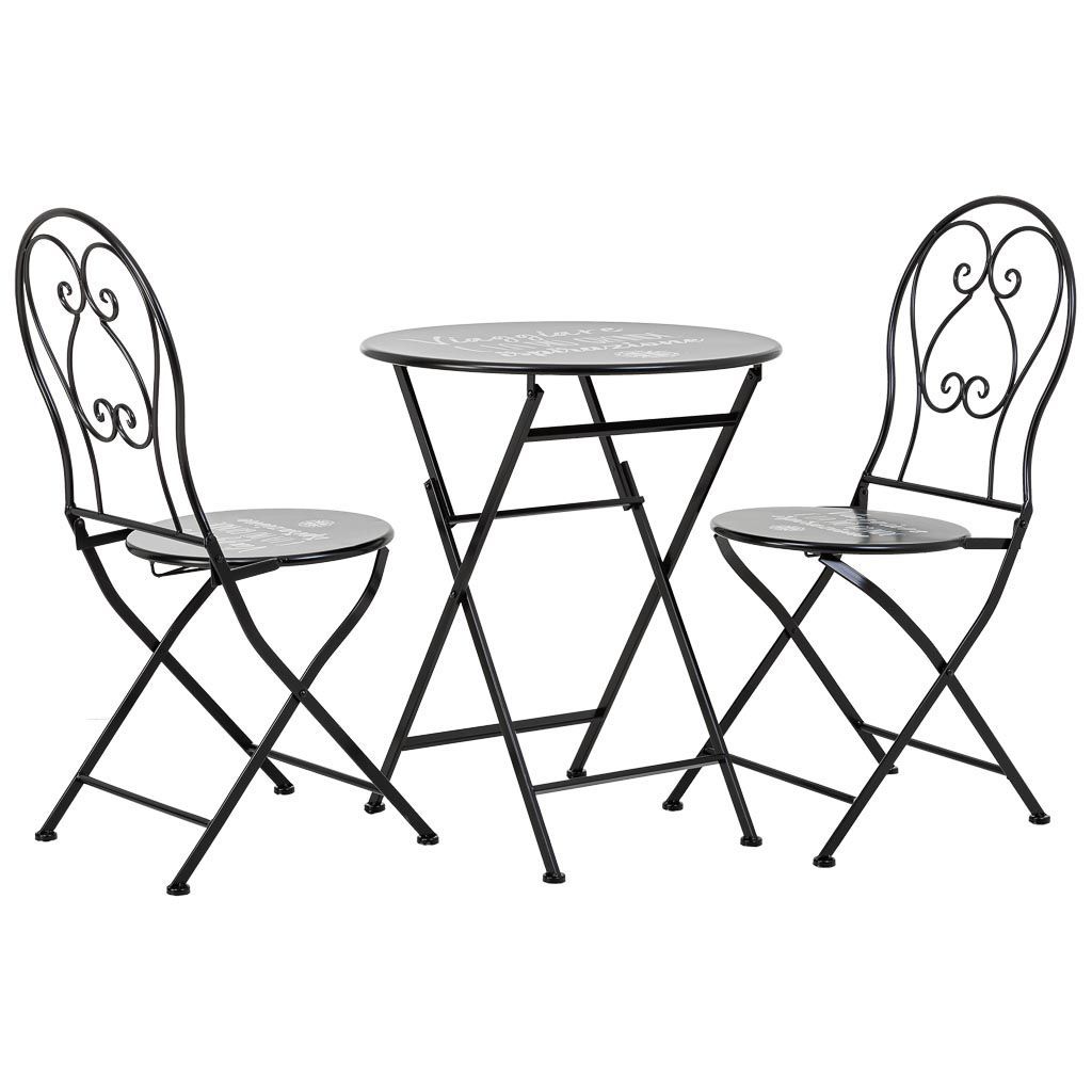 Conjunto Mesa Y 2 Sillas De Forja Negro 60x60x75cm, El mejor complemento para tu hogar