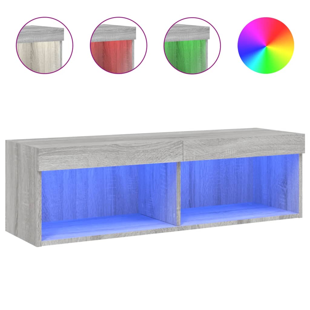 Vidaxl Mueble para TV con Luces LED 100x30x30 Cm Gris Hormigón