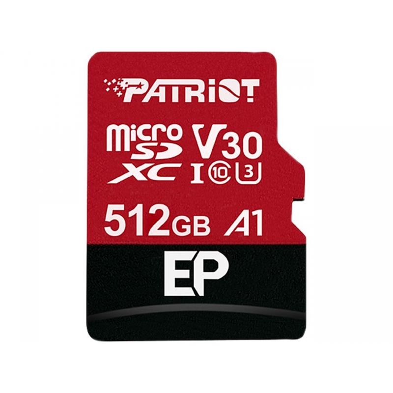 Tarjeta microSDXC Patriot EP V30 A1 512 GB 90MB/s Clase 10 U3 V30 con adaptador SD