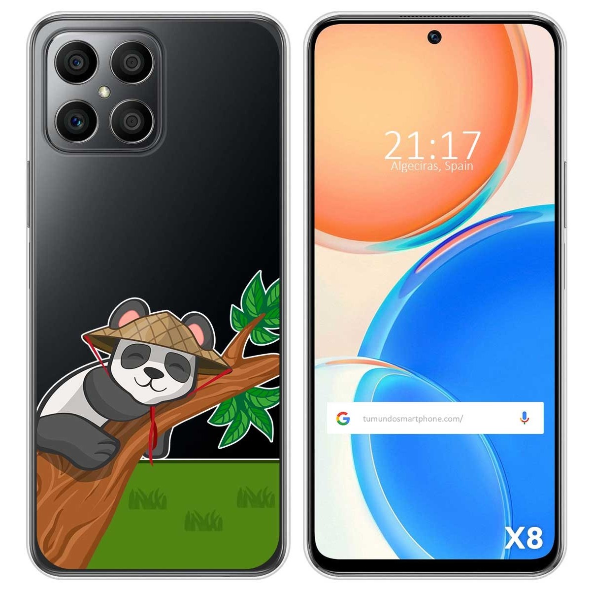 Funda Silicona Transparente para Huawei Honor X8 diseño Panda Dibujos