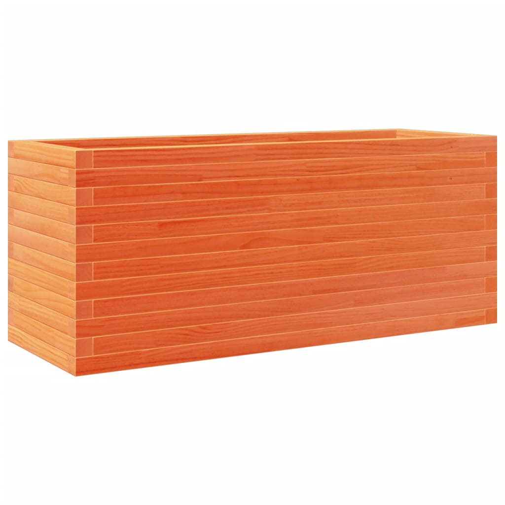 vidaXL Jardinera de madera maciza de pino 110x40x45,5 cm Color Pino natural,  Blanco,  Marrón cera y mas