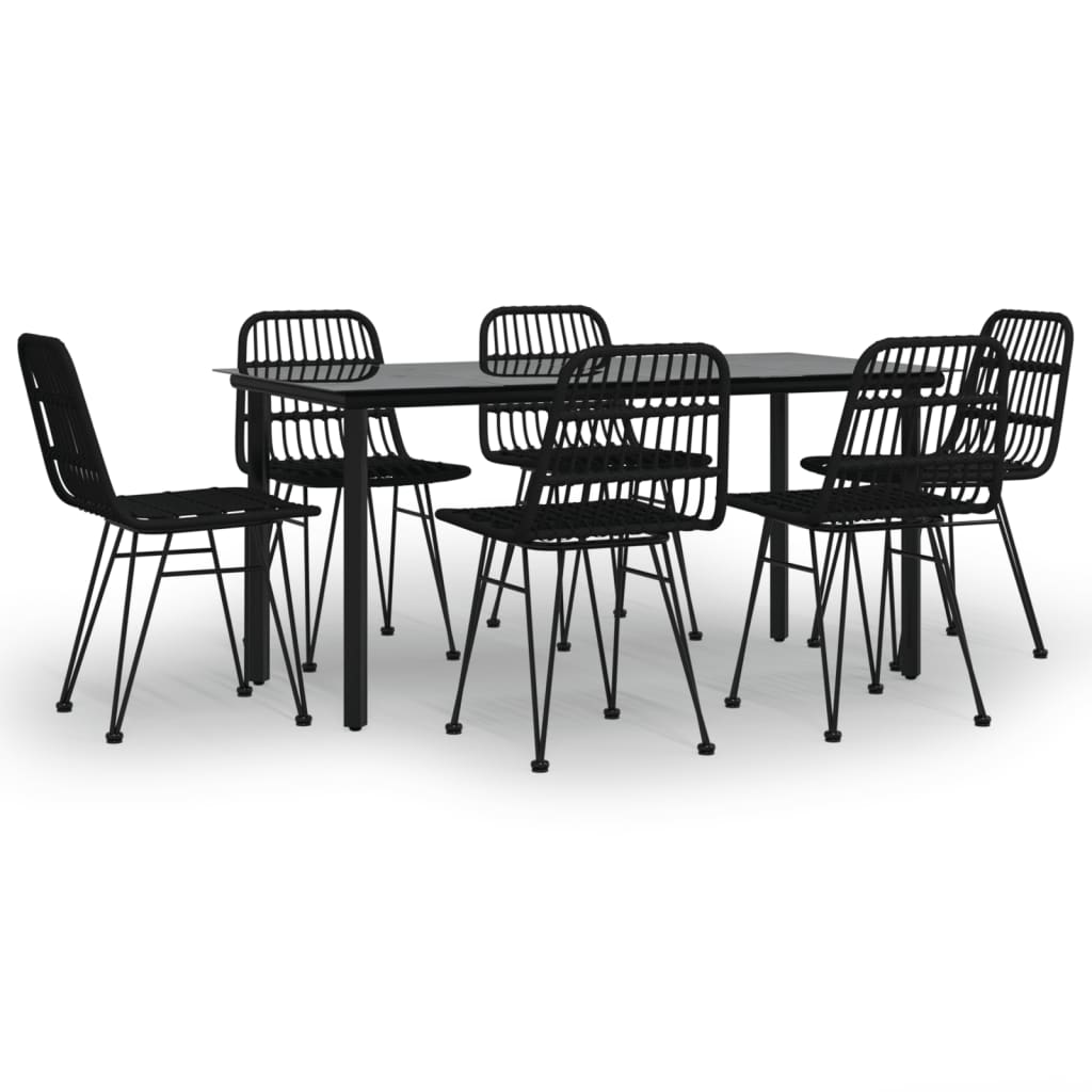vidaXL Juego de comedor de jardín 7 piezas ratán sintético negro