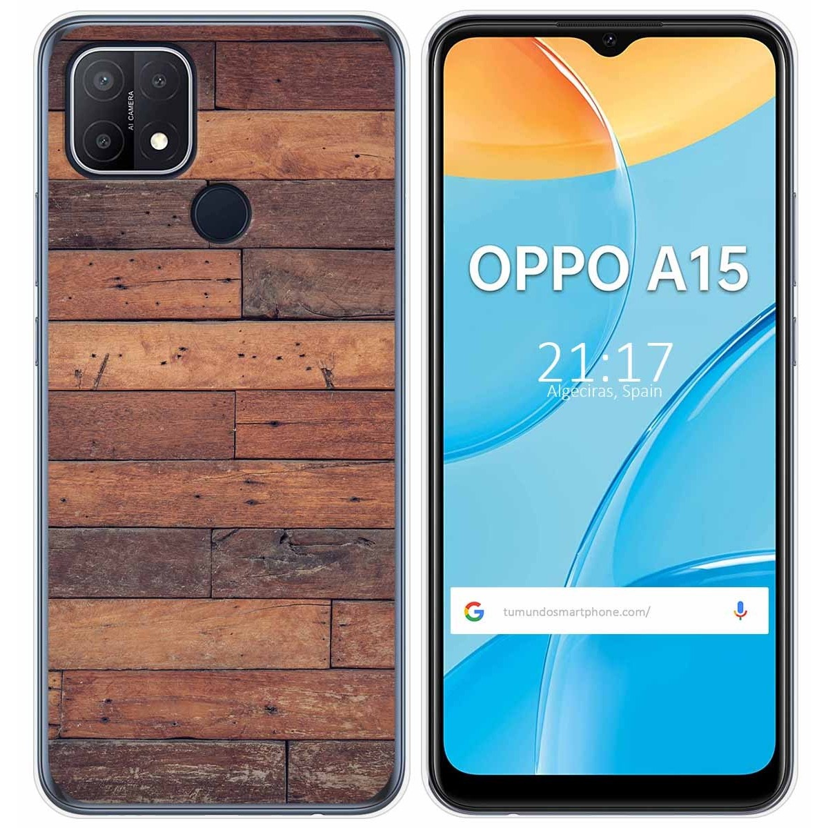 Tumundosmartphone Funda Gel Tpu para Oppo A15 diseño Madera 03 Dibujos