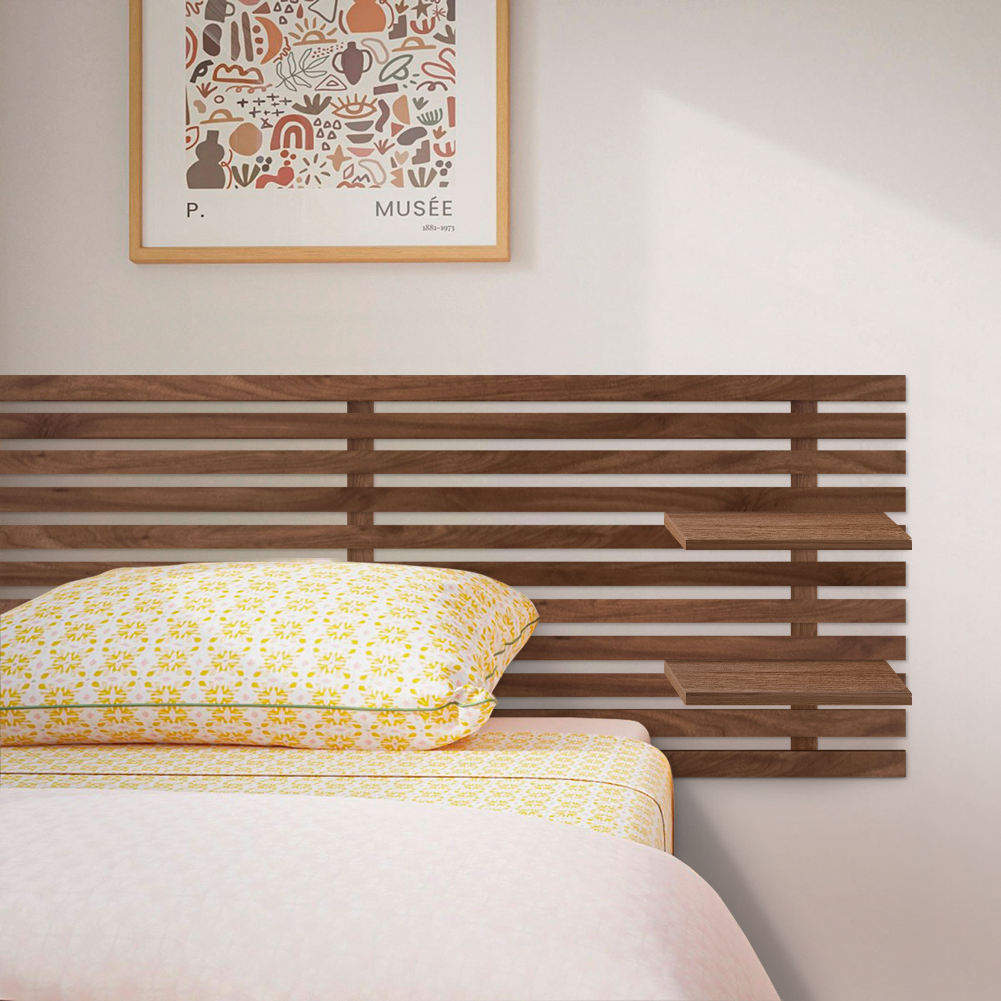 Cabecero con Estantes de Madera reciclada DM Colgante Pared Estilo Palet Japones