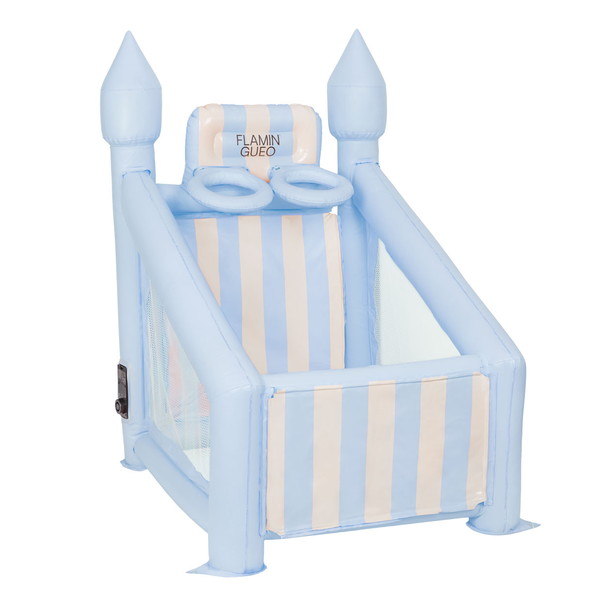 Canasta Hinchable Infantil Flamingueo con Hinchador Incorporado, Rejilla Lateral y 6 Pelotas Incluidas – PVC 0,4mm, Tamaño Mediano Disponible en Rosa/Azul