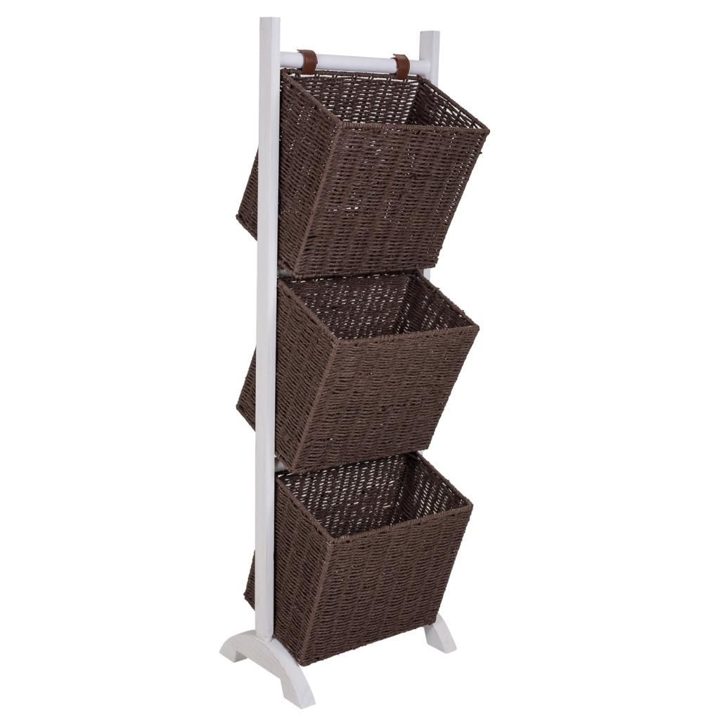 Revistero Con Soporte De Madera Y Tres Cestos 27x37x115cm, El mejor complemento para tu hogar