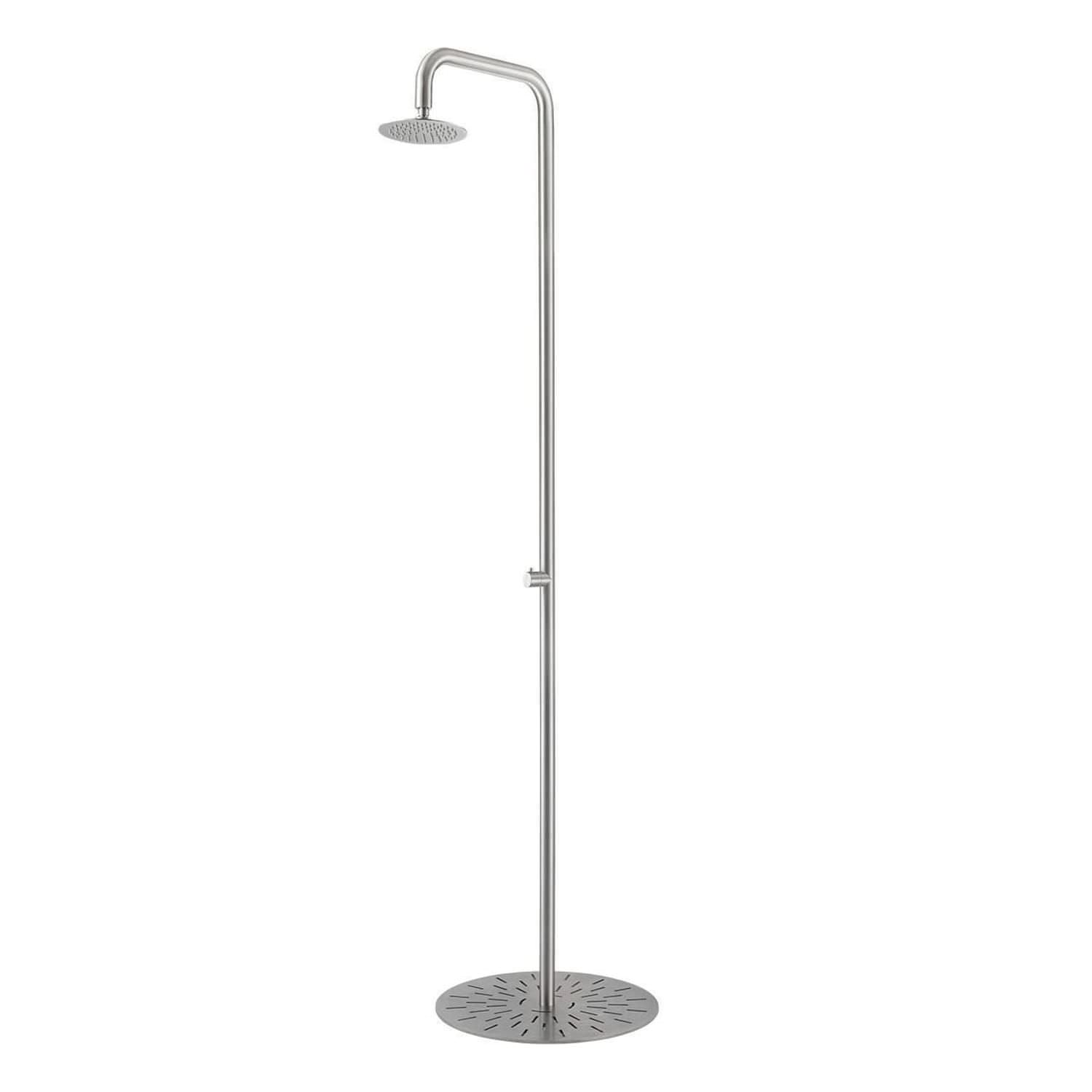 Sined Simius Ducha De Acero Inoxidable Sólo Agua Fría h 230 Cm Acero Inoxidable Satinado Con Alcachofa De Ducha Diámetro 20 Cm