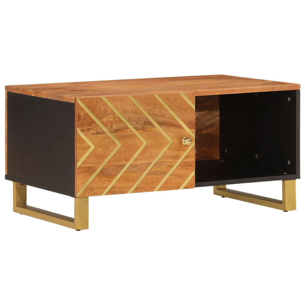 Mesa de Centro Vidaxl de Madera Maciza de Mango Negro Marrón