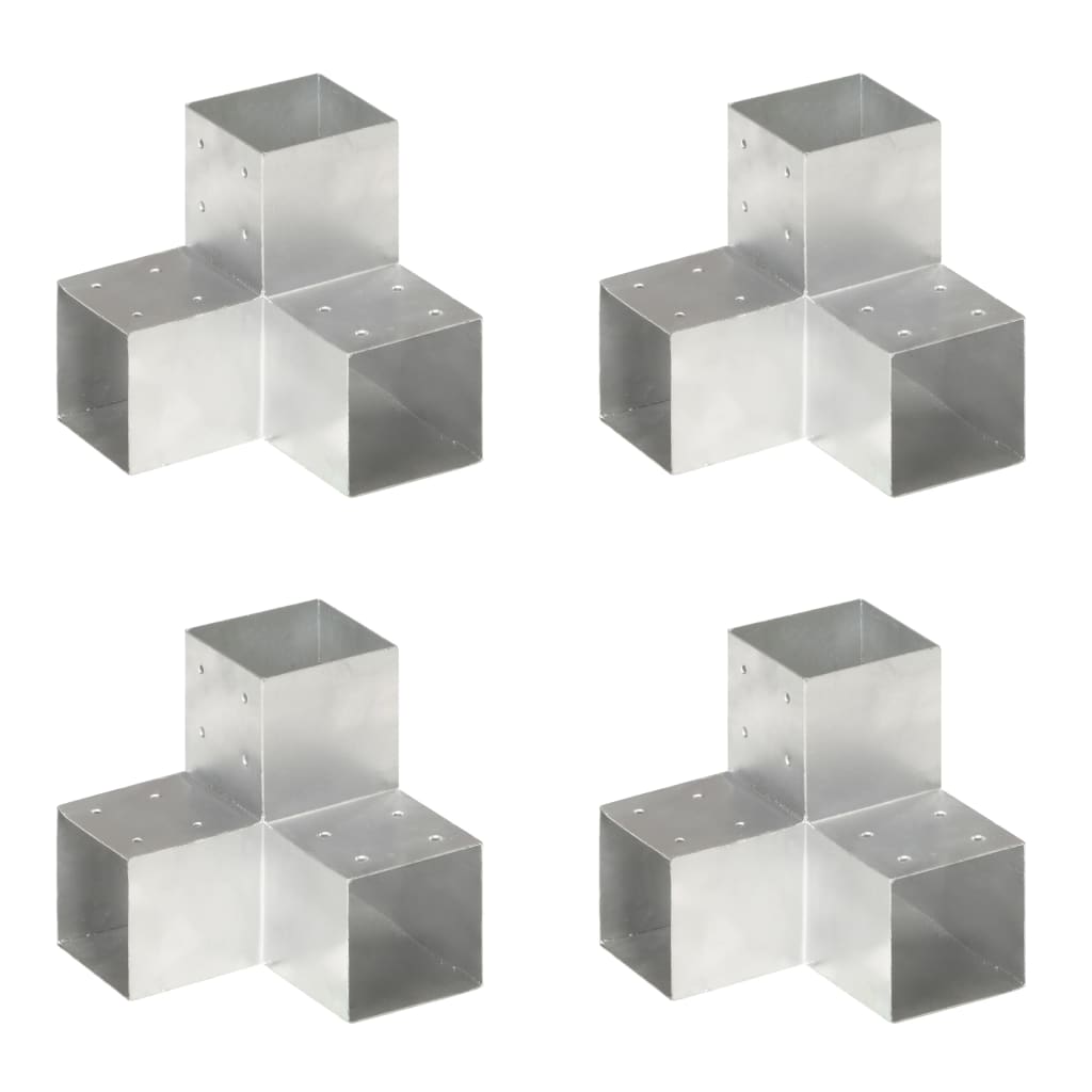vidaXL Conectores de Postes en forma Y Metal Galvanizado (4 unidades) Soporte Jardín Dimensiones 71 x 71 mm,  81 x 81 mm,  91 x 91 mm y mas