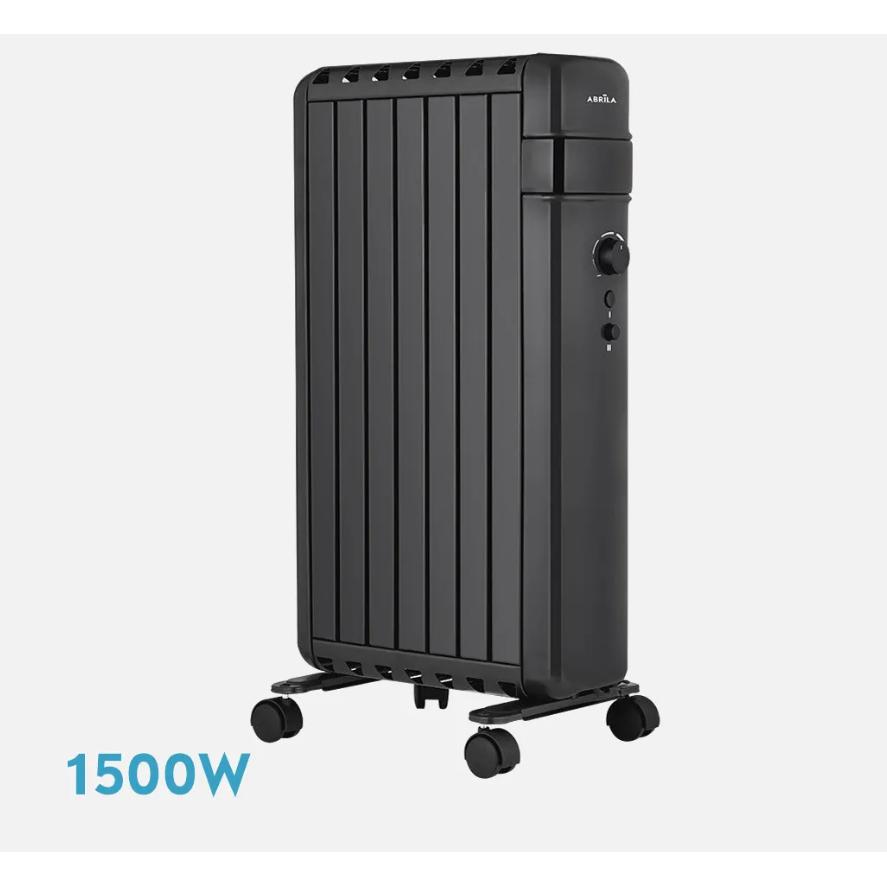 ABRILA Radiador Aceite Polonia 1500W/2000W/2500w Negro Aletas Cerradas 7/9/11elementos 3potencias 63,5x52,5x24,5cm Termostato Ajustable, sistema de protección sobrecalentamiento y SISTEMA ANTIVUELCO CALIDAD TOP DE CONFIANZA GARANTIZADA