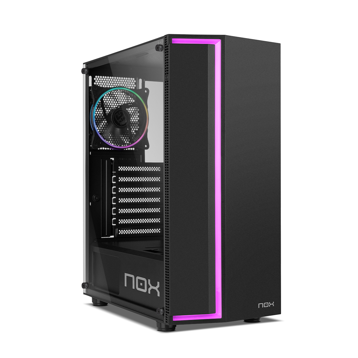 NOX INFINITY GAMMA - Semitorre ATX/M-ATX/ITX ARGB cristal templado, Ventilador 120 mm ARGB, USB 3.0, negro