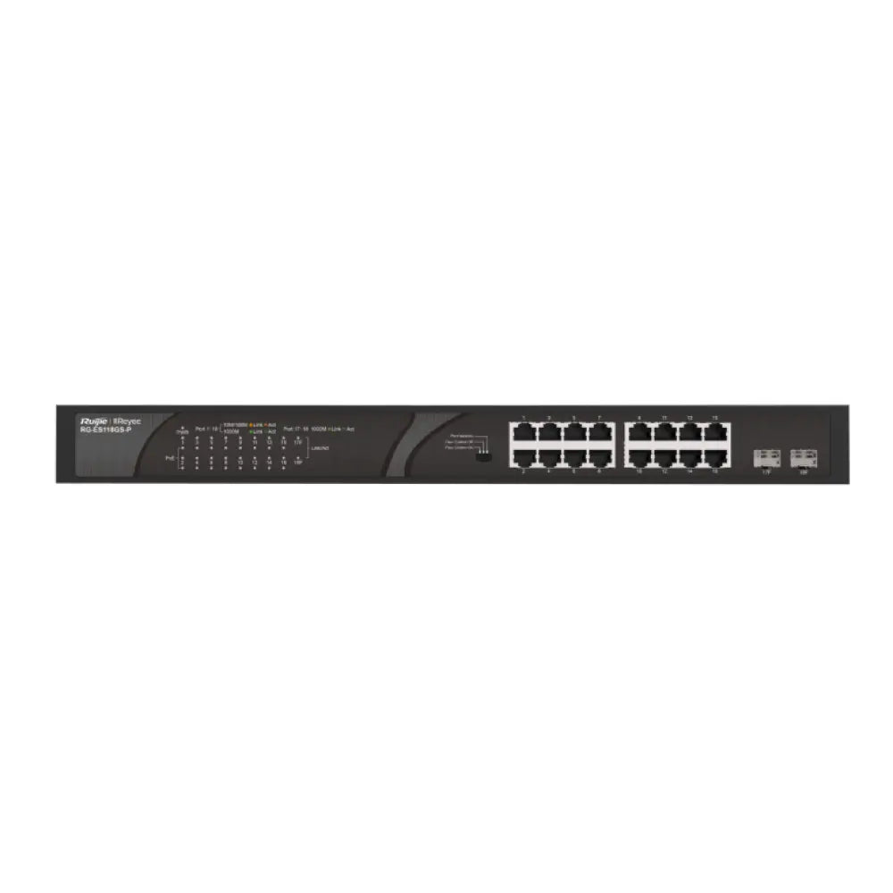 Ruijie Networks RG-ES118GS-P switch No administrado Gigabit Ethernet (10/100/1000) Energía sobre Ethernet (PoE) Negro