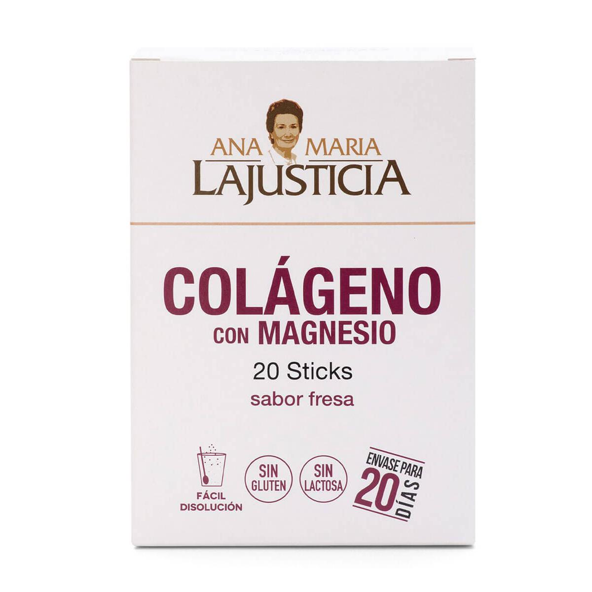 Ana maría la justicia colágeno con magnesio sabor fresa 20 sticks