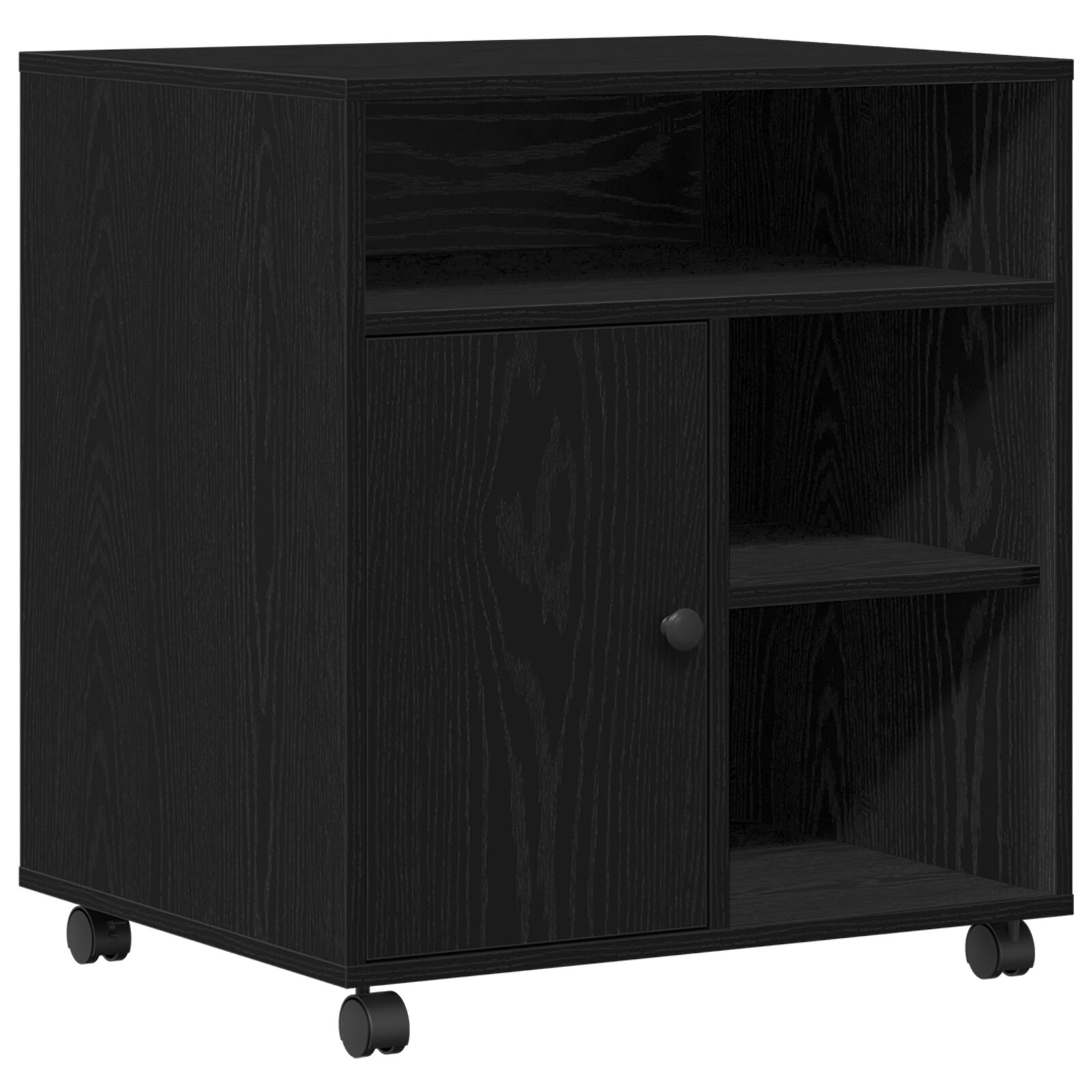 Soporte de impresora vidaXL con ruedas de roble negro 60x50x67 cm