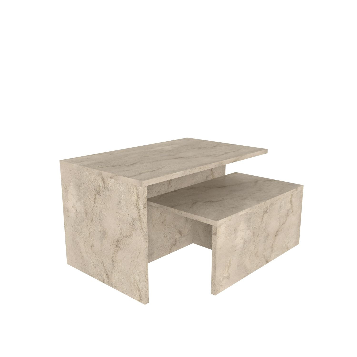 Habitat y Jardin - Mesa nido de madera "Twins" (2 piezas) 72 x 45 x 42 cm - Travertino