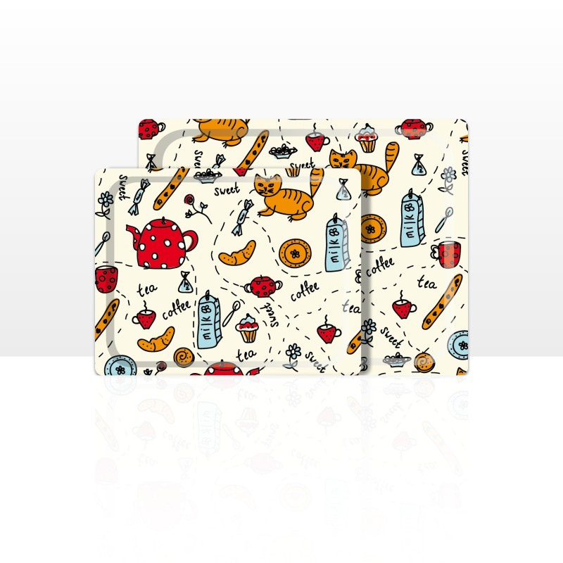 DON HIERRO - Set de 2 bandejas de servir, 42 x 29 cm y 48 x 37 cm, aptas para lavavajillas.-