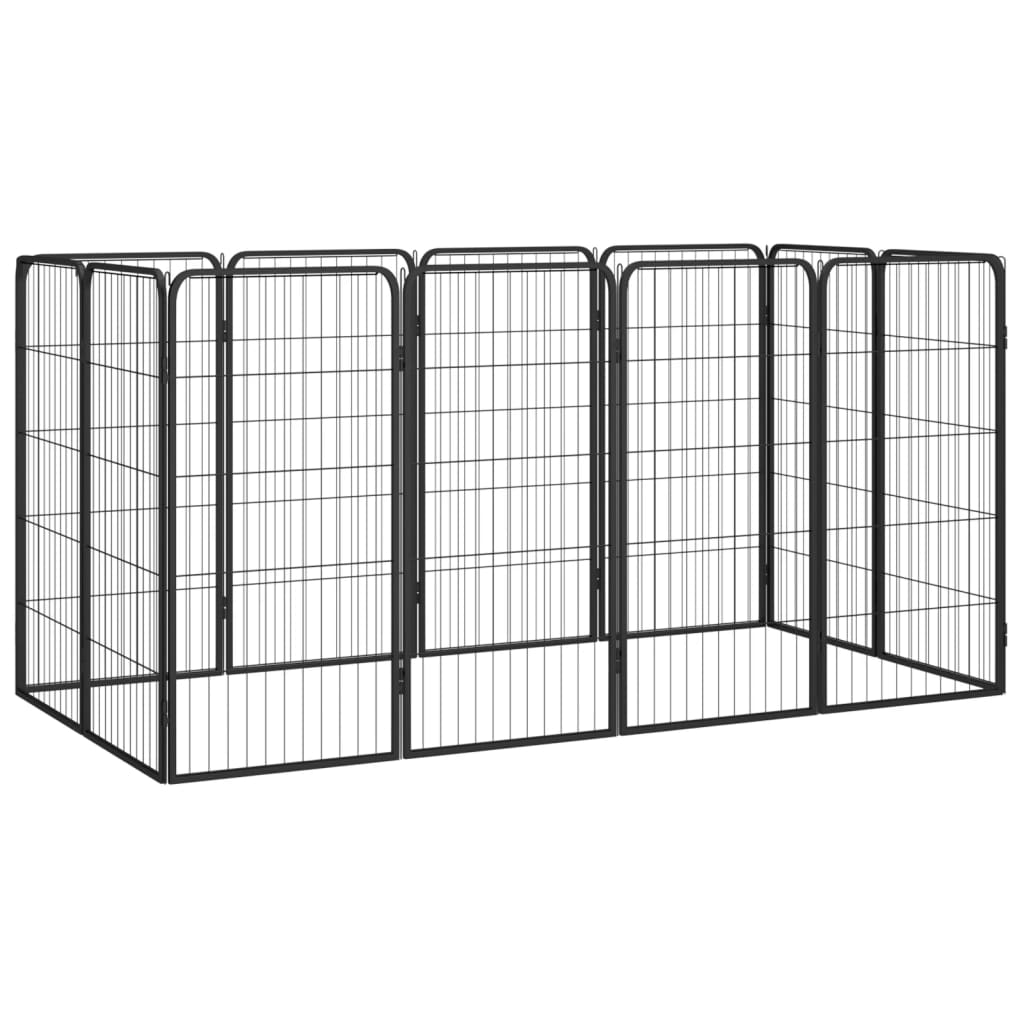 vidaXL Jaula Perros Acero Recubierto Polvo Negro Puerta Cachorro Dimensiones 50x50x100cm (4 paneles),  150x50x100cm (8 paneles),  200x100x100cm (12 paneles) y mas