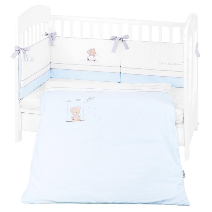 Conjunto jogo de cama bordado 2pçs 60x120cm Kikka Boo Dream Big Azul