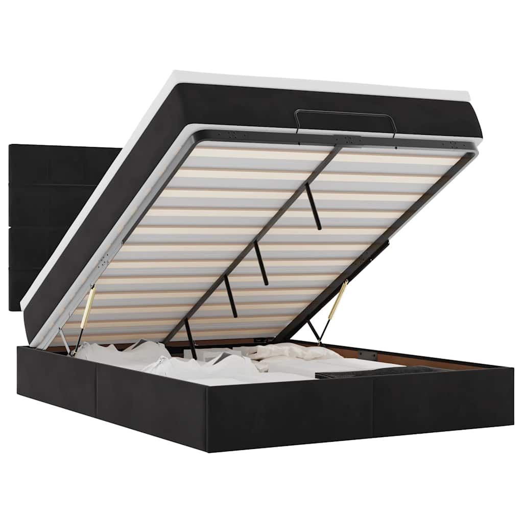 vidaXL Estructura de cama otomana con colchones terciopelo negro