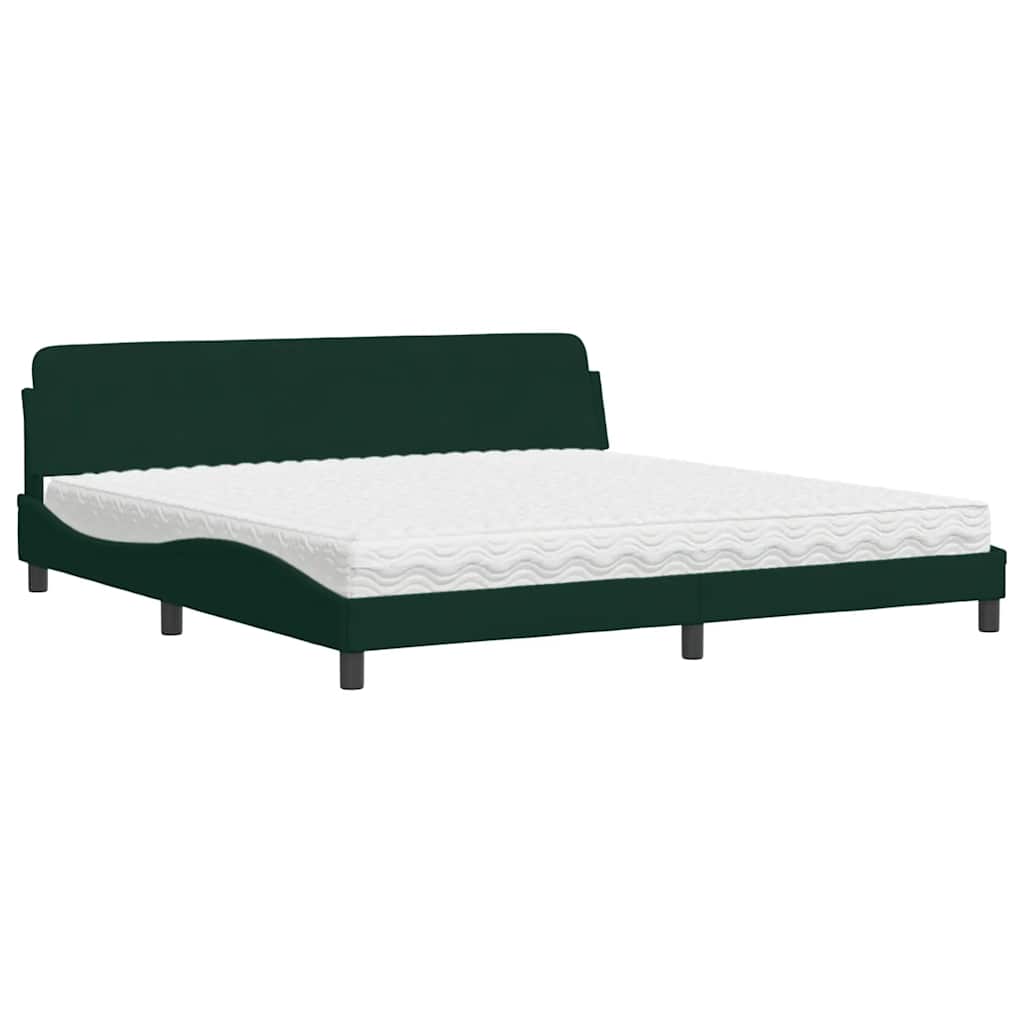 vidaXL Cama con colchón Dover terciopelo verde oscuro 200x200 cm