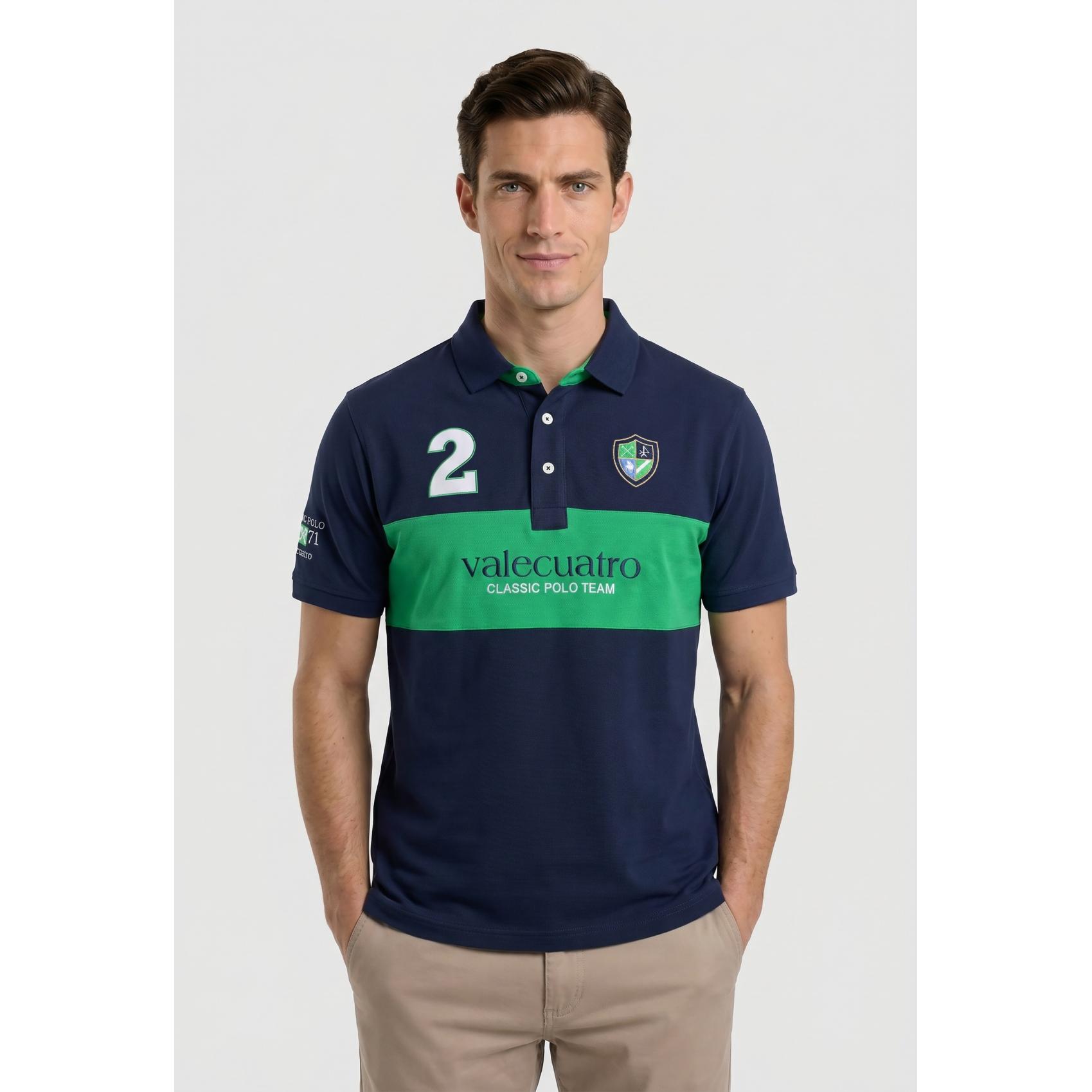 Polo Valecuatro bordado franja azul marino