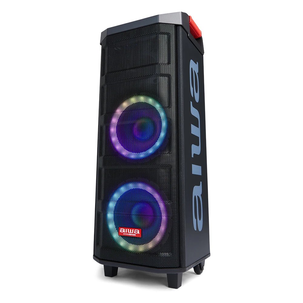 Aiwa - Altavoz HiFi de pie KBTUS-608 de 80 W RMS con Bluetooth, graves y agudos ajustables, negro, para salón o eventos