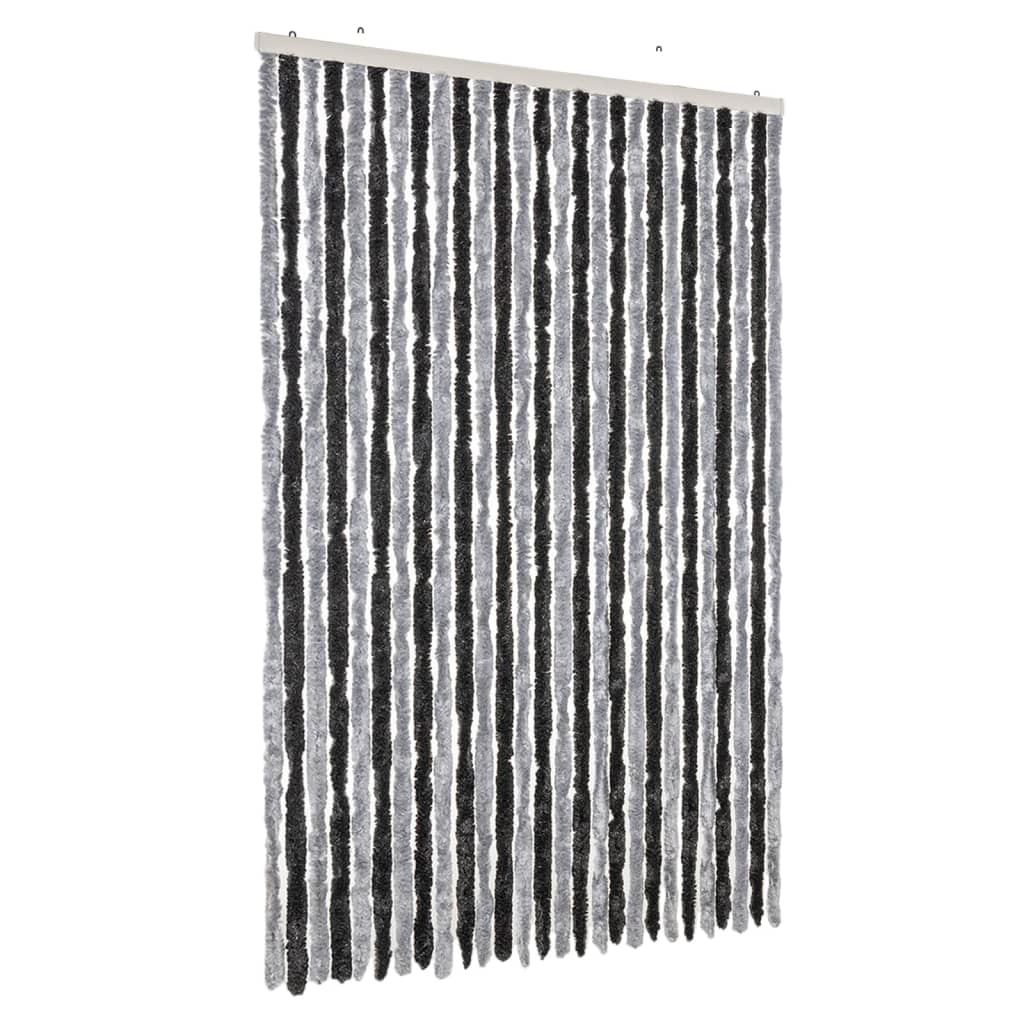 vidaXL Cortina antimoscas chenilla 118x220 cm Color Negro,  Gris y rosa,  Gris y negro y mas