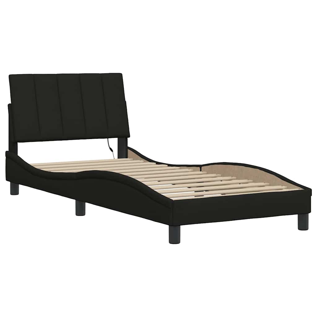 vidaXL Estructura de cama sin colchón Hanko tela negro 80x200 cm