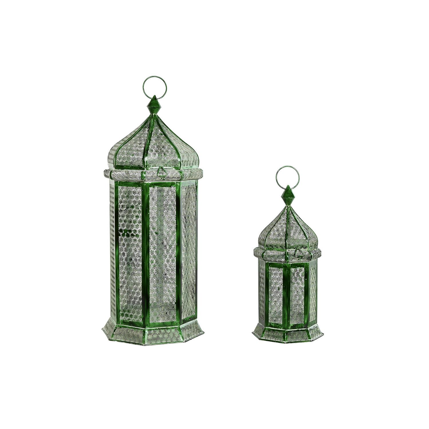 Farola Set 2 Metal 23X23X57 Verde El mejor complemento para tu hogar. - Fijalo -