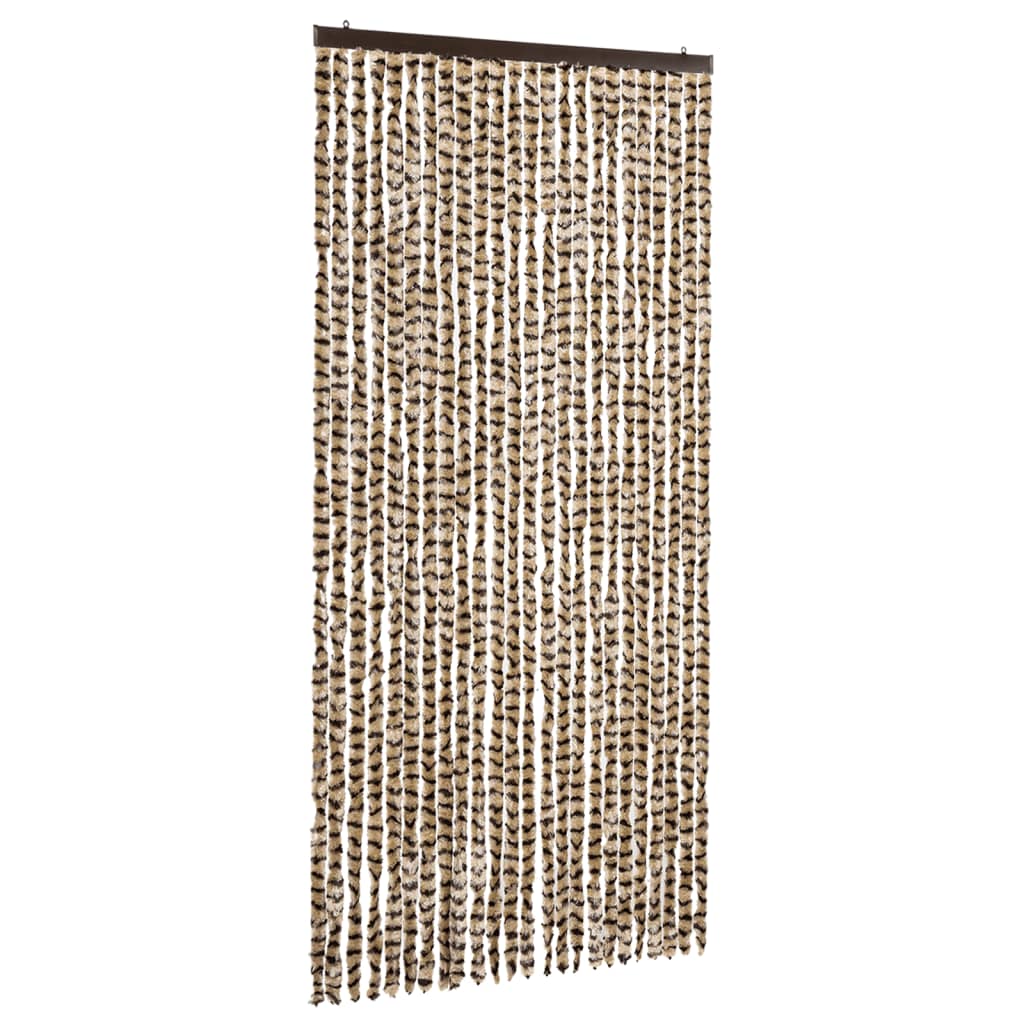 vidaXL Cortina antimoscas chenilla 100x220 cm Color dark brown and beige,  azul/blanco/plateado,  Beige y marrón y mas