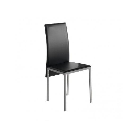 MOMMA HOME Set de 4 Sillas de Comedor Negro - Modelo Melbourne - Material Ecopiel/Metal - Medidas 42 x 51 x 97 cm Raíz Inicio Sillas de Cocina Muebles de cocina MommaHome