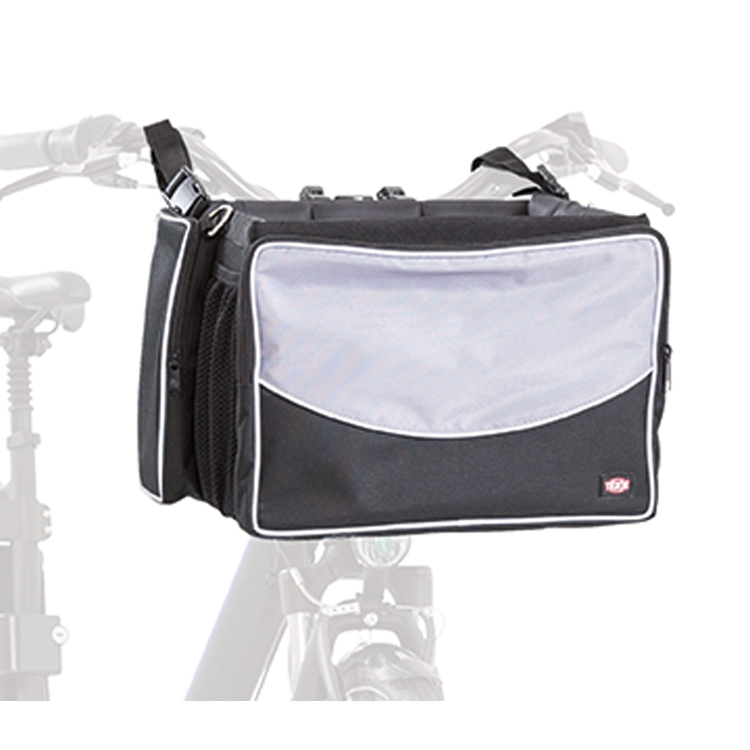 Trixie Bolsa Frontal para Bicicleta con Soporte de Alambre y Borde Acolchado en Poliéster Negro/Gris