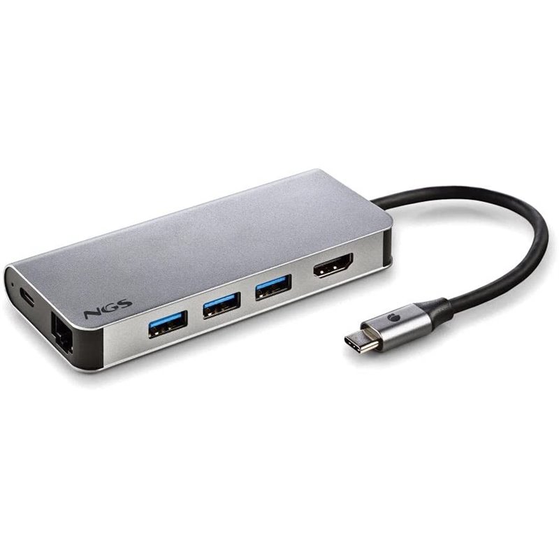 Docking USB 3.0 Tipo-C NGS WonderDock8/ 3 Puertos USB/ 1 USB Tipo-C/ 1 HDMI/ 1 RJ45/ 1 Lector Tarjetas SD