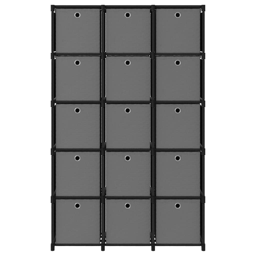 Vidaxl Estantería de 15 Cubos con Cajas de Tela 103x30x175,5 Cm Negro/Gris