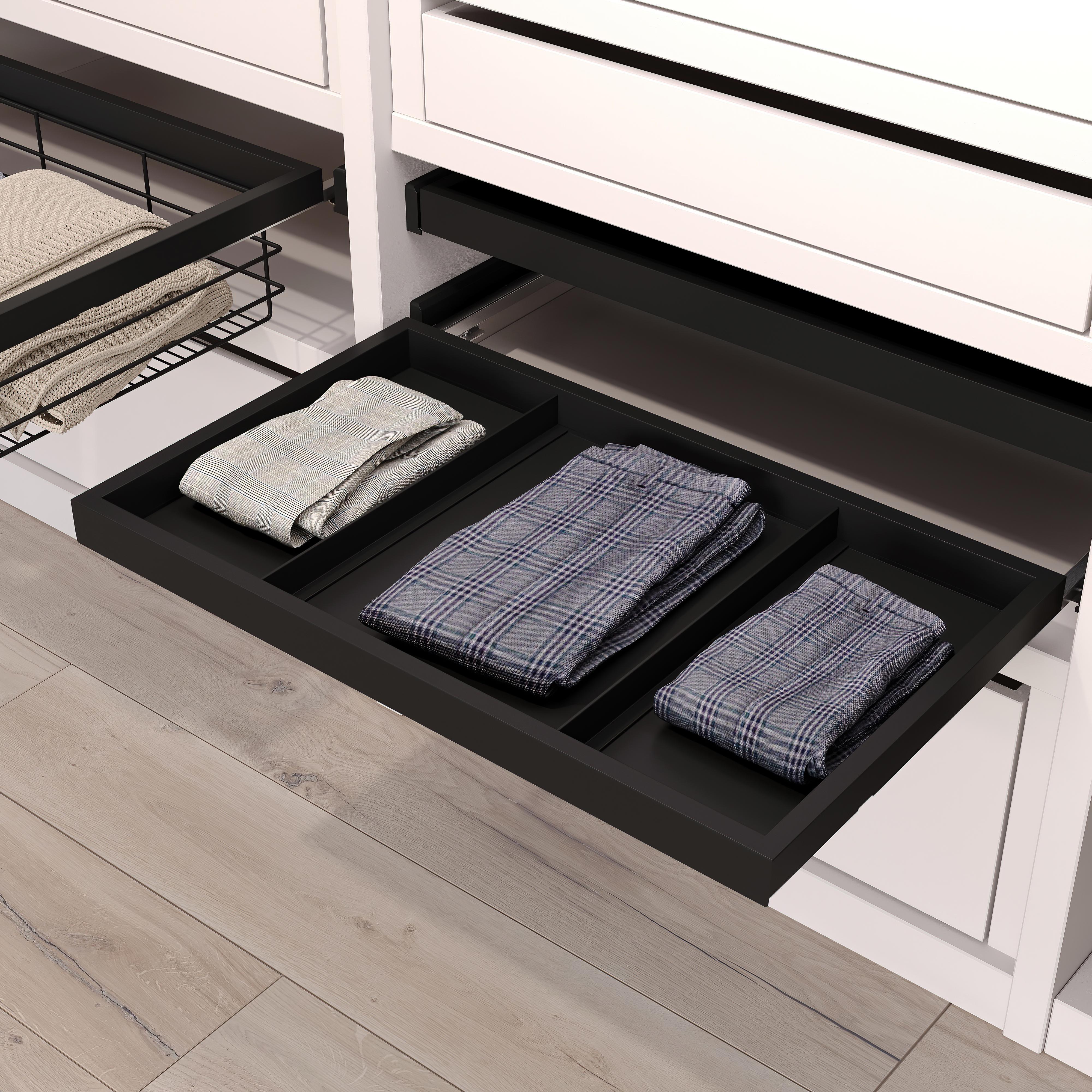 Kit de bandeja y bastidor de guías con cierre suave para armarios, regulable, módulo 600mm, negro texturizado